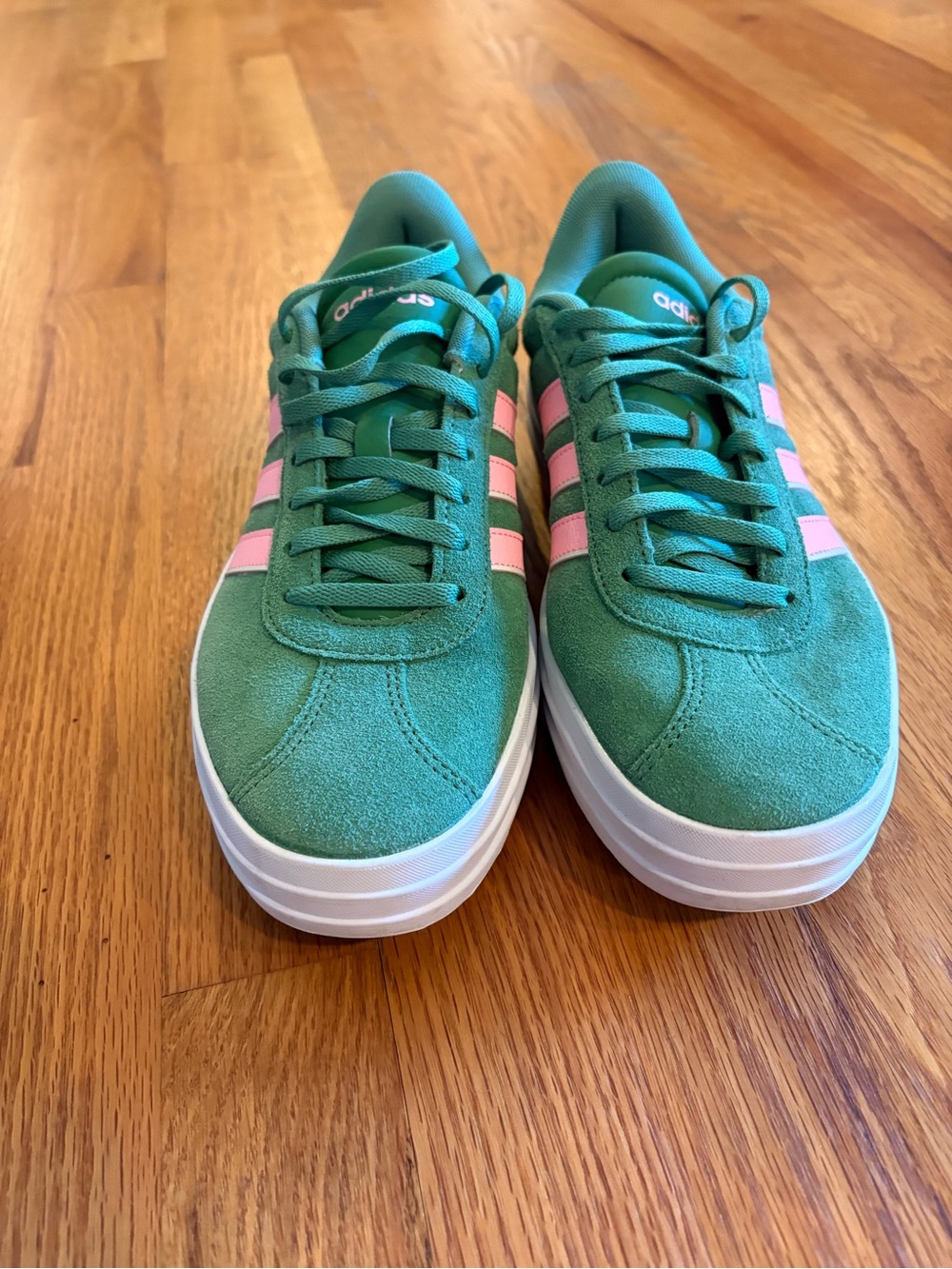 adidas gazelle Women's Green Suede Sneakers with Pink Stripes